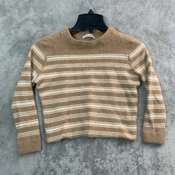 Reformation Cashmere Boyfriend Striped Brown, Size Medium - Picture 2 of 10